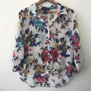 About A Girl Floral Blouse w/Tie Front